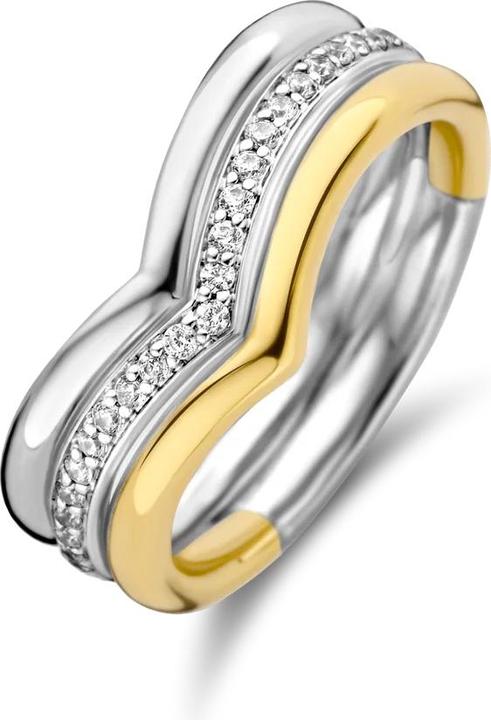 Produktbild Ti Sento Milano Ring mit Zirkonia bicolor vergoldet 12266ZY (50)