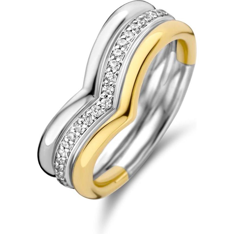 Ti Sento Milano, Ring, Ring mit Zirkonia bicolor vergoldet 12266ZY, (50, 925 Silber)