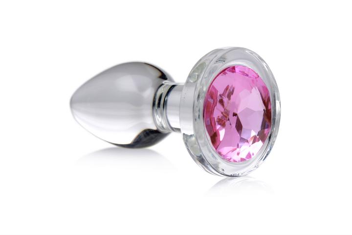 Produktbild XR Brands Pink Gem GlasAnalplug mit Schmuckstein Klein