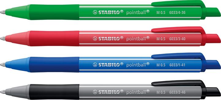 Produktbild STABILO Kugelschreiber Pointball (Dunkelgrau, Mintgrün, Rostrot, Ultramarin, 38x)