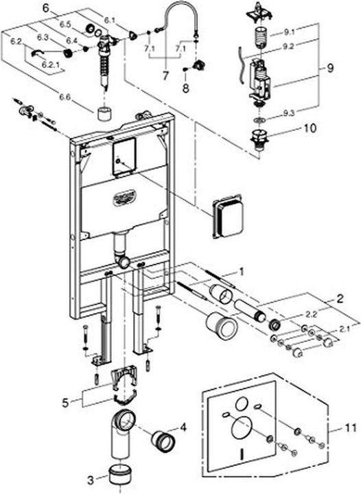 Actual product image Grohe WC element RAPID SL cistern 80mm element width 0.62 m