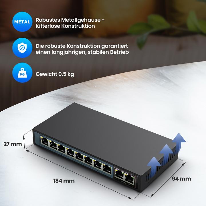 Productafbeelding Extralink EX.3906 netwerkswitch Unmanaged L2 Fast Ethernet (10/100) Power over Ethernet (PoE) 1U (10 ports)
