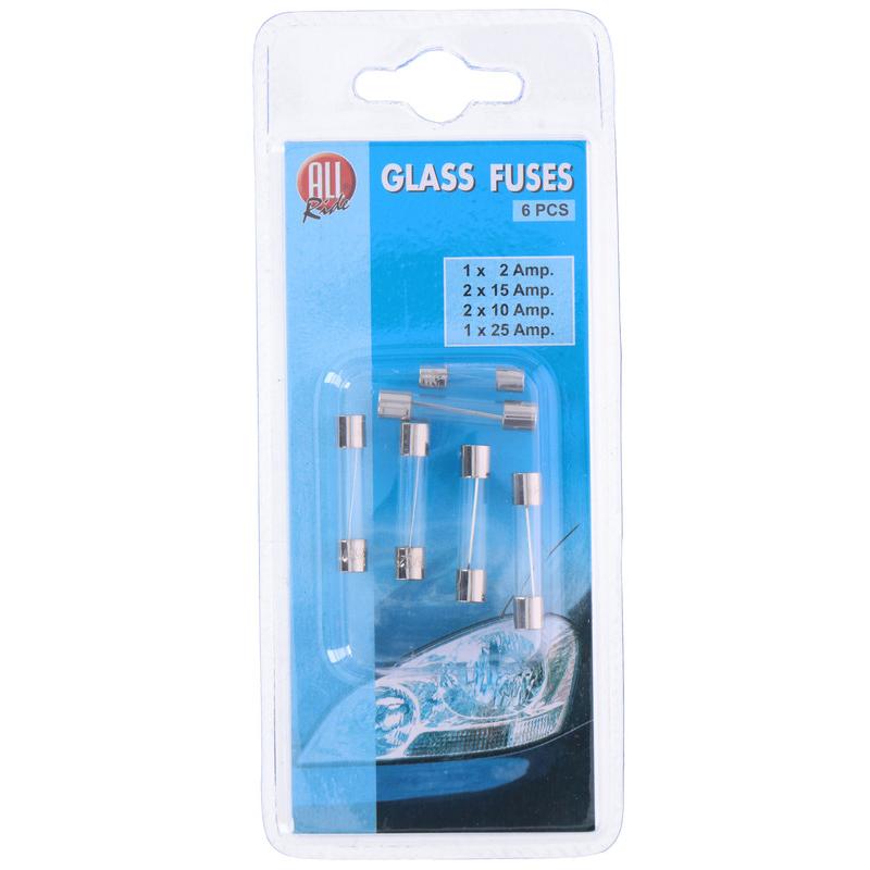 All Ride, Accessori interni per auto, Fusibili in vetro assortiti 6 pezzi