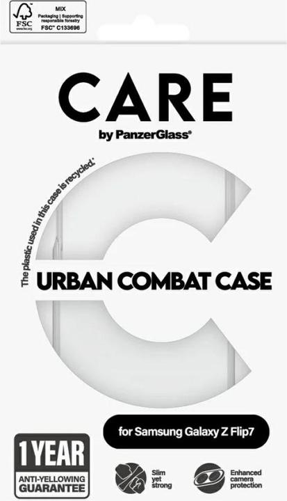 Actual product image PanzerGlass CARE by ® Flagship Case Transparent Urban Combat w. Clear Frame Samsung Galaxy Z Flip7 (Samsung Galaxy Z Flip7)