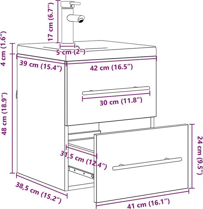 Image du produit vidaXL Badezimmerschrank (38.50 x 41 x 48 cm)