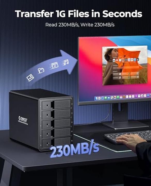 Produktbild Orico Festplatten Dockingstation, Externe USB 3.0 zu SATA Dualschacht Festplatten-Dockingstation für (3.5")