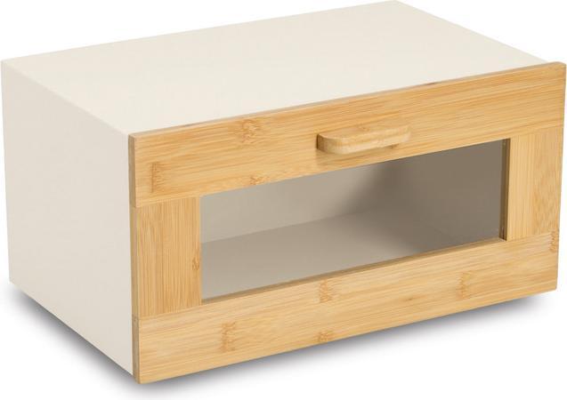 Zeller Present Brotkasten mit Bambusfrontklappe Metall 36x23x19.5 cm