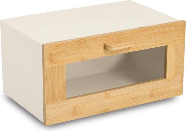 Produktbild Zeller Present Brotkasten mit Bambusfrontklappe Metall 36x23x19.5 cm