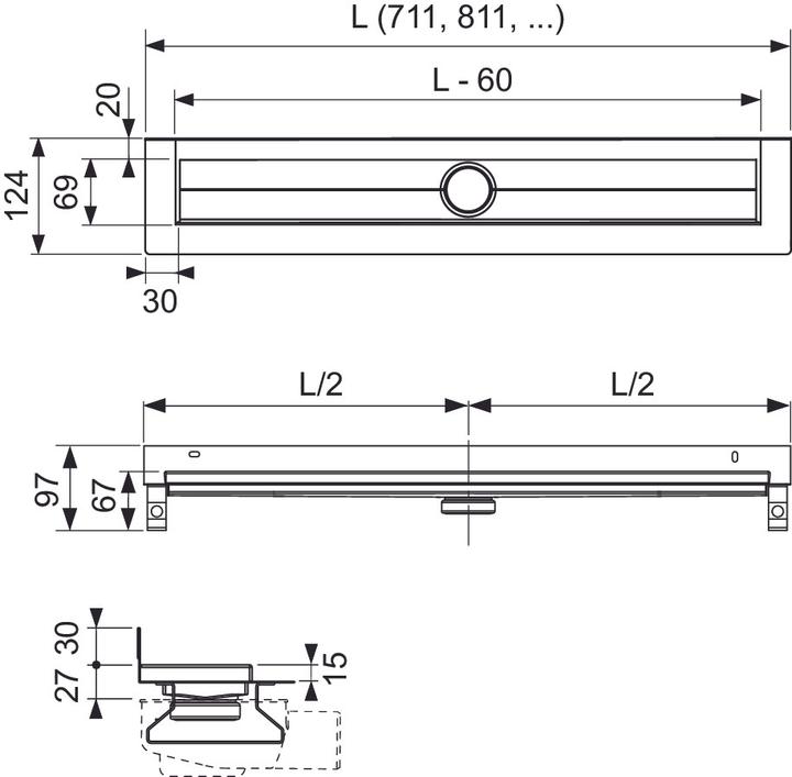 Produktbild TECE Drainline Grundkörper mit Wandaufkantung (1000 mm) (1000 mm)