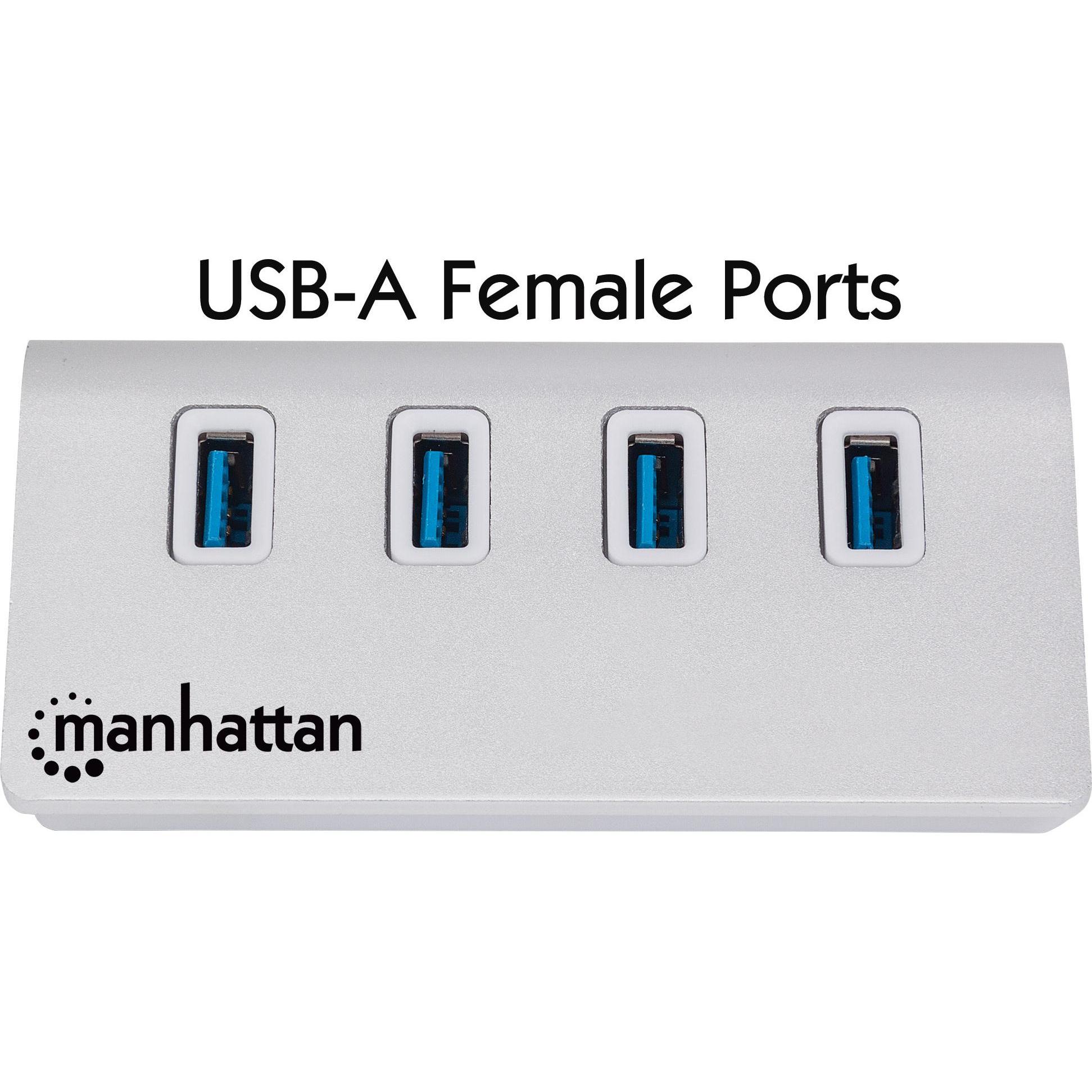 Thumbnail - Manhattan 163767 4x USB 3.0 (USB-A, 4 Ports), Dockingstation + USB Hub, Weiss