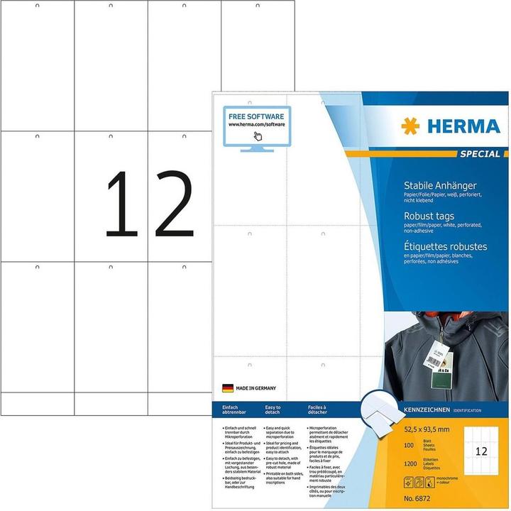 Produktbild HERMA Anhänge-Etiketten A4