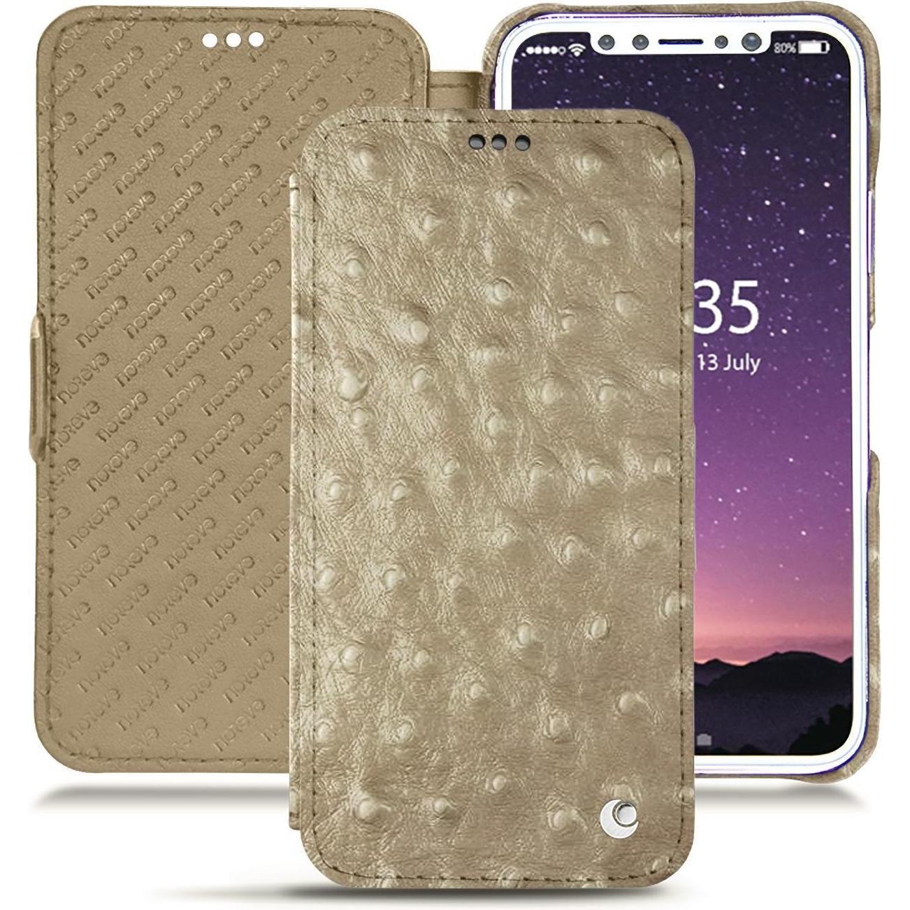 Noreve Lederschutzhülle horizontal (Apple iPhone XS), Smartphone Hülle, Beige