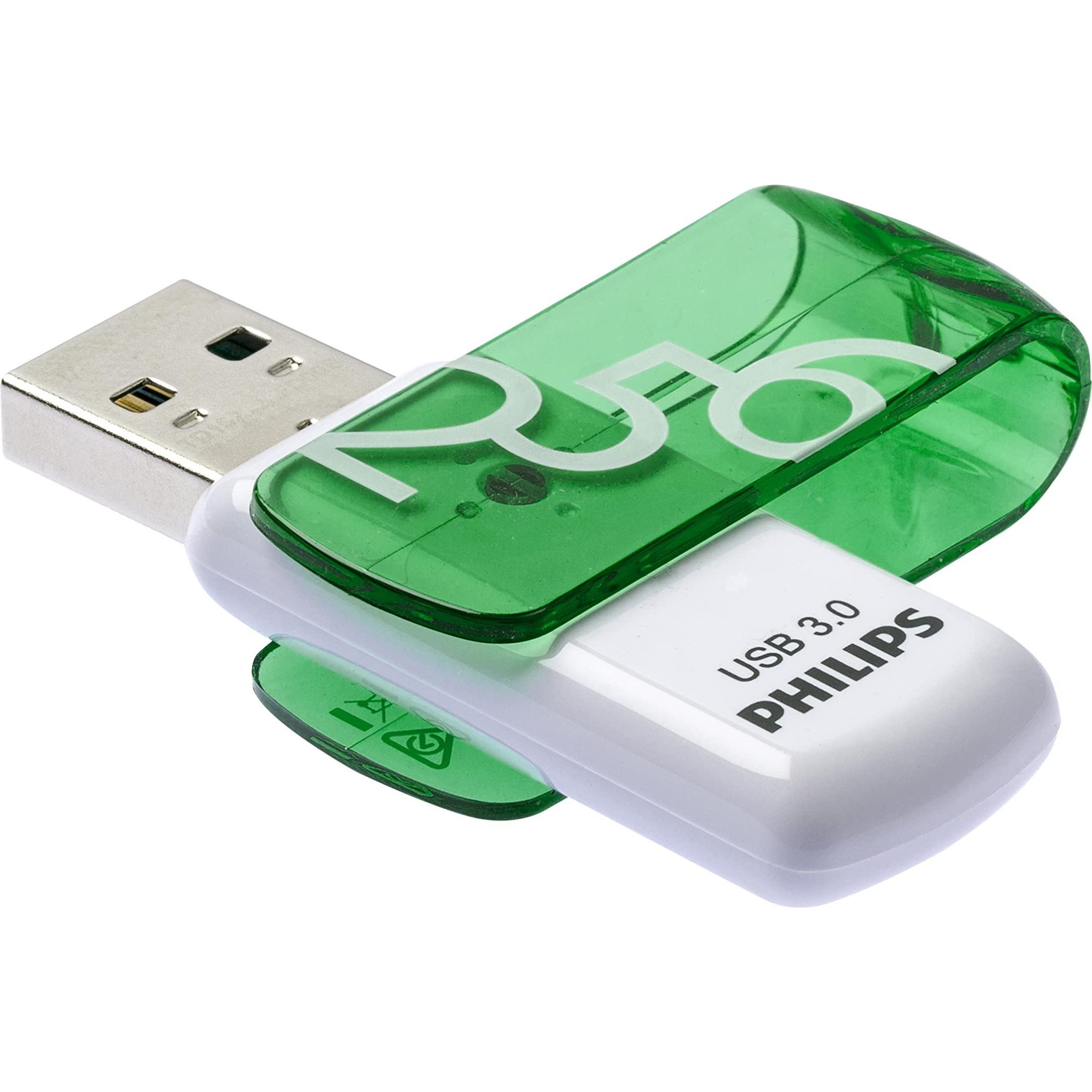 Philips Vivid (256 GB, USB-A, USB 3.1), USB Stick, Weiss, Grün
