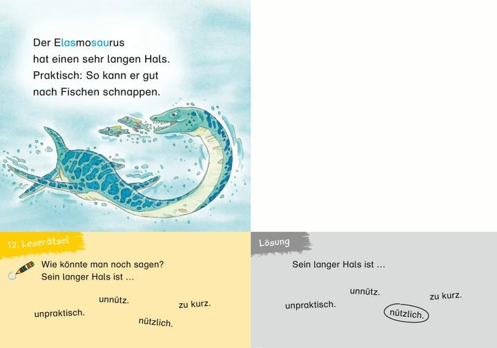 Productafbeelding Duden Leseprofi – 3-Minuten-Leserätsel für Erstleser: Vorsicht, Dinos! (Duits, Sebastian Coenen, Susanna Minor, 2022)