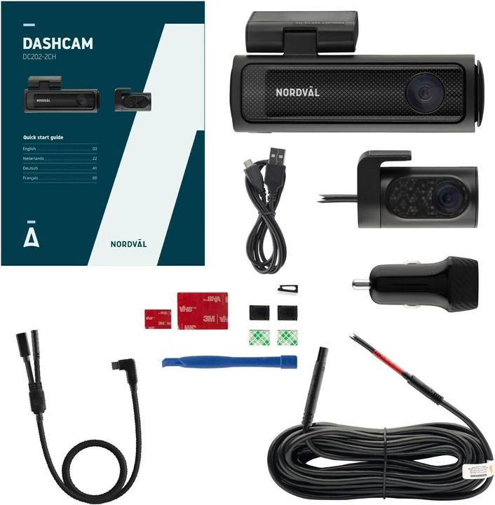 Actual product image Nordväl DC202-2CH 4K dashcam + WiFi + GPS + parking mode + 128GB (Wi-Fi, GPS receiver, 5K)