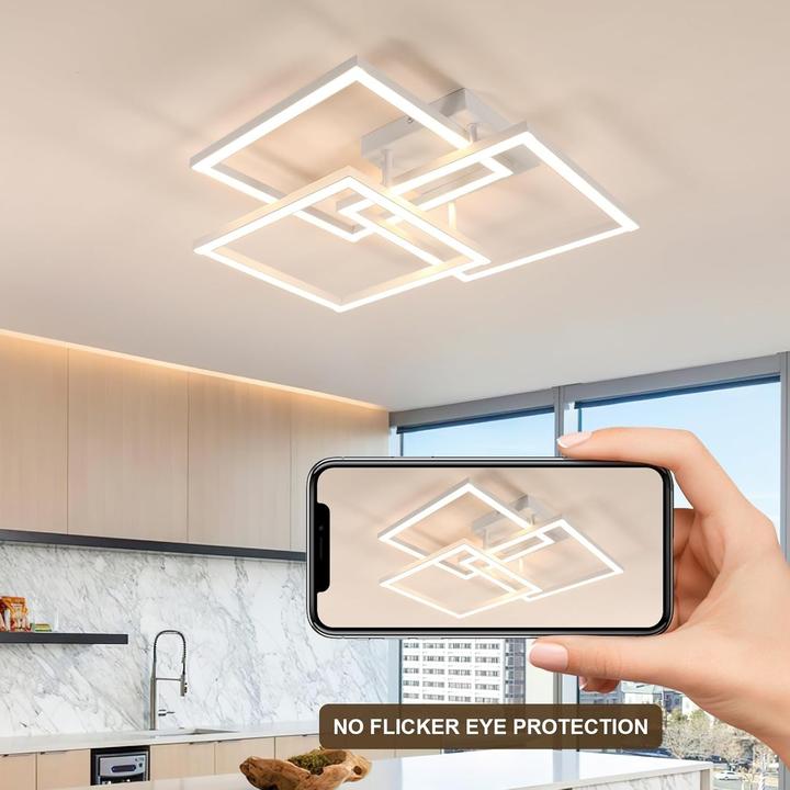 Produktbild Comely Dimmbare LED-Deckenleuchte mit Fernbedienung, modern für Wohnzimmer, Schlafzimmer, Küche