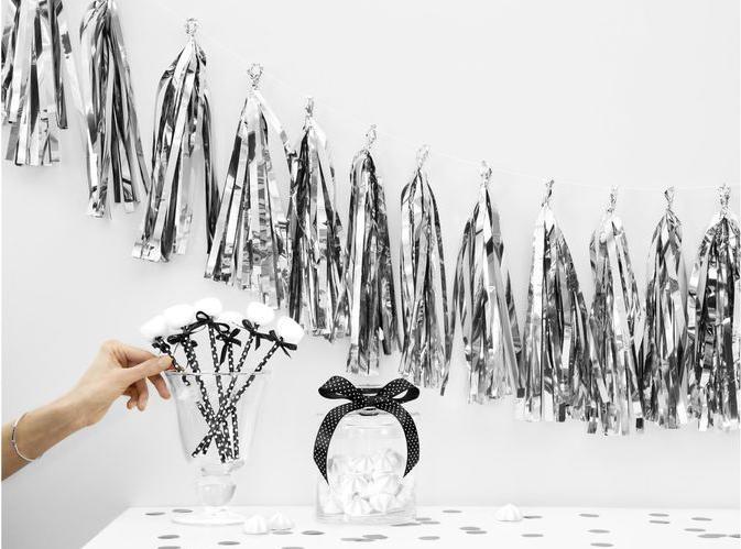 Produktbild Partydeco Girlande Pompons Silber (1 Stück)