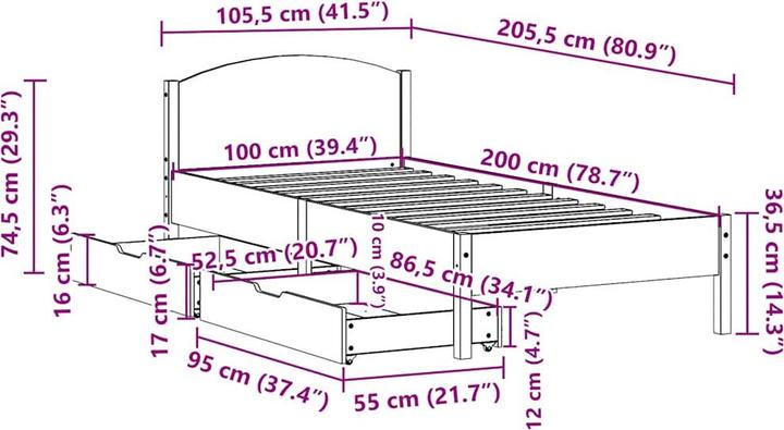 Image du produit vidaXL Bettgestell (200 x 200 cm)