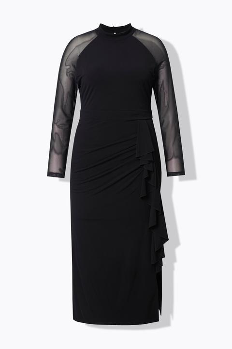 Produktbild Ulla Popken Maxikleid, drapiert, Stehkragen, Raglan-Langarm (52)