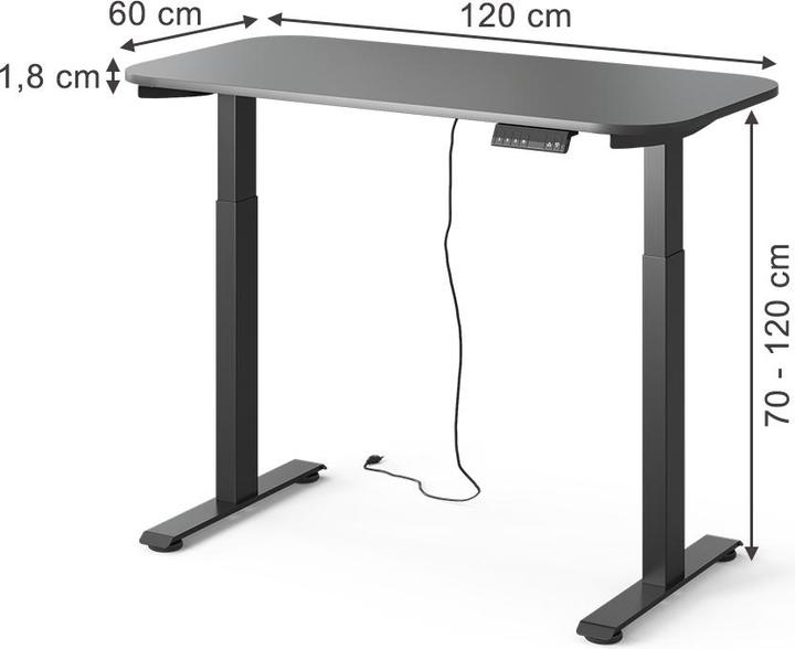 Produktbild Vicco Schreibtisch Elevate, Anthrazit/Schwarz, 180 x 57.5 cm (120 x 60 x 120 cm)