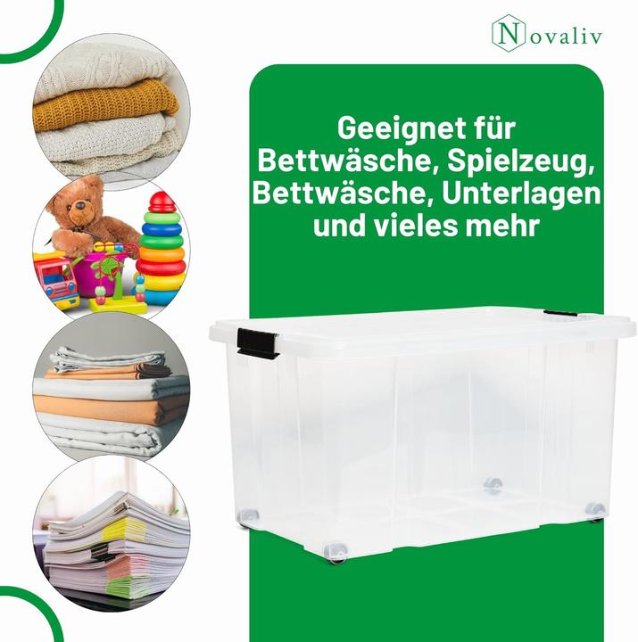 Image du produit Novatool Novaliv 2 tlg Sparset Aufbewahrungsbox mit Deckel Transparent 1x 55 L + 1x 28 L Nestbar stapelbar Cl (40 cm, 55 l, 2x)