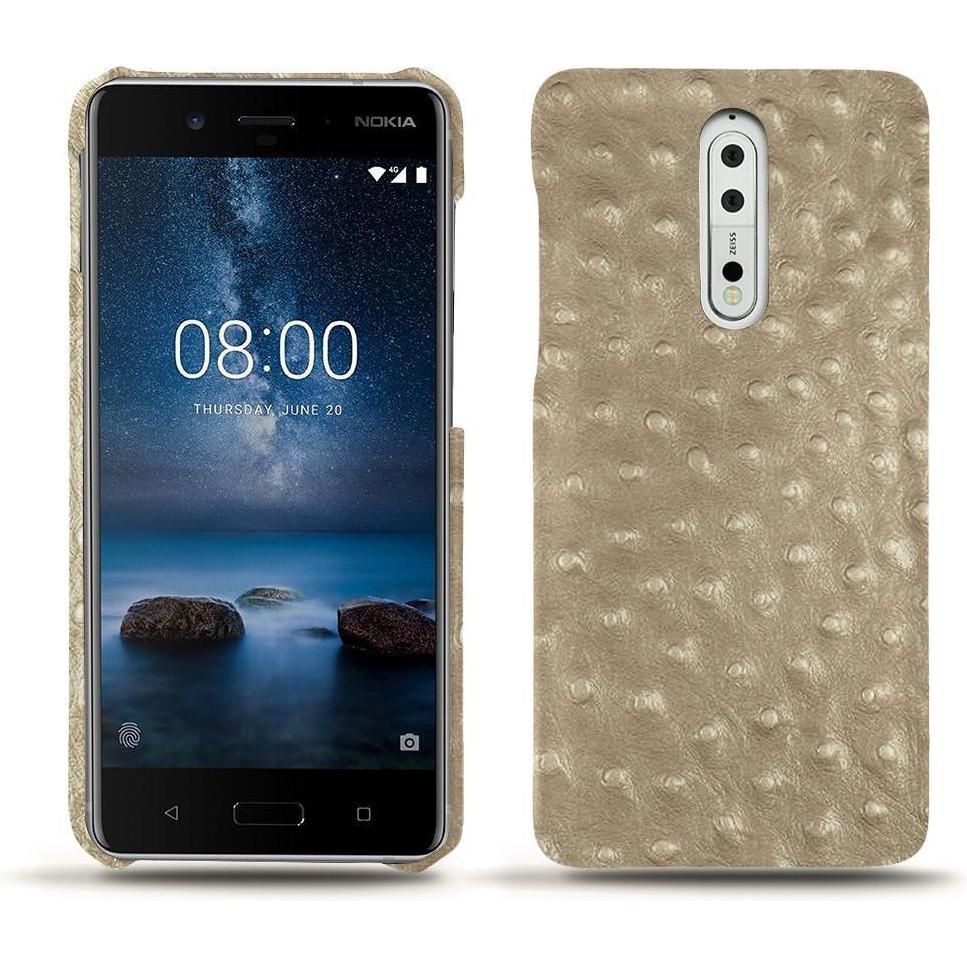 Noreve Lederschutzhülle (Nokia 8), Smartphone Hülle, Beige