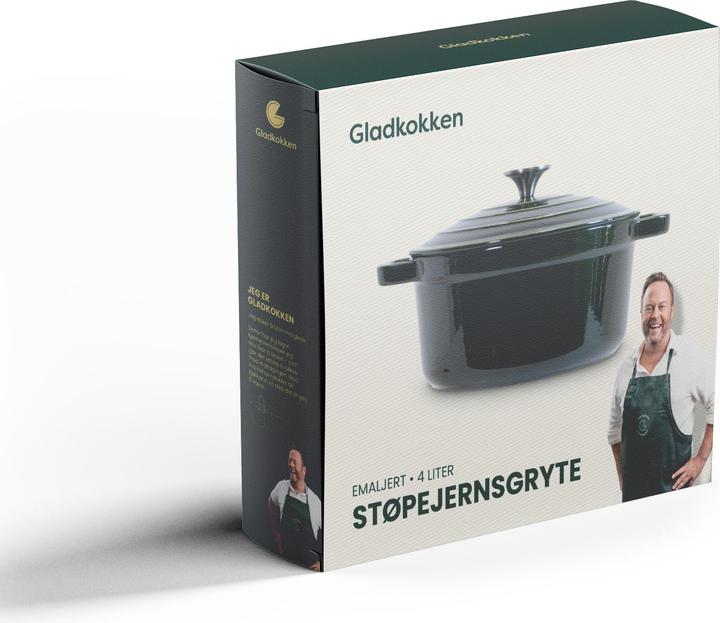 Gladkokken - Cast iron casserole with lid - Deep bottle green - Ø24 cm (Steelpan, Gietijzer)