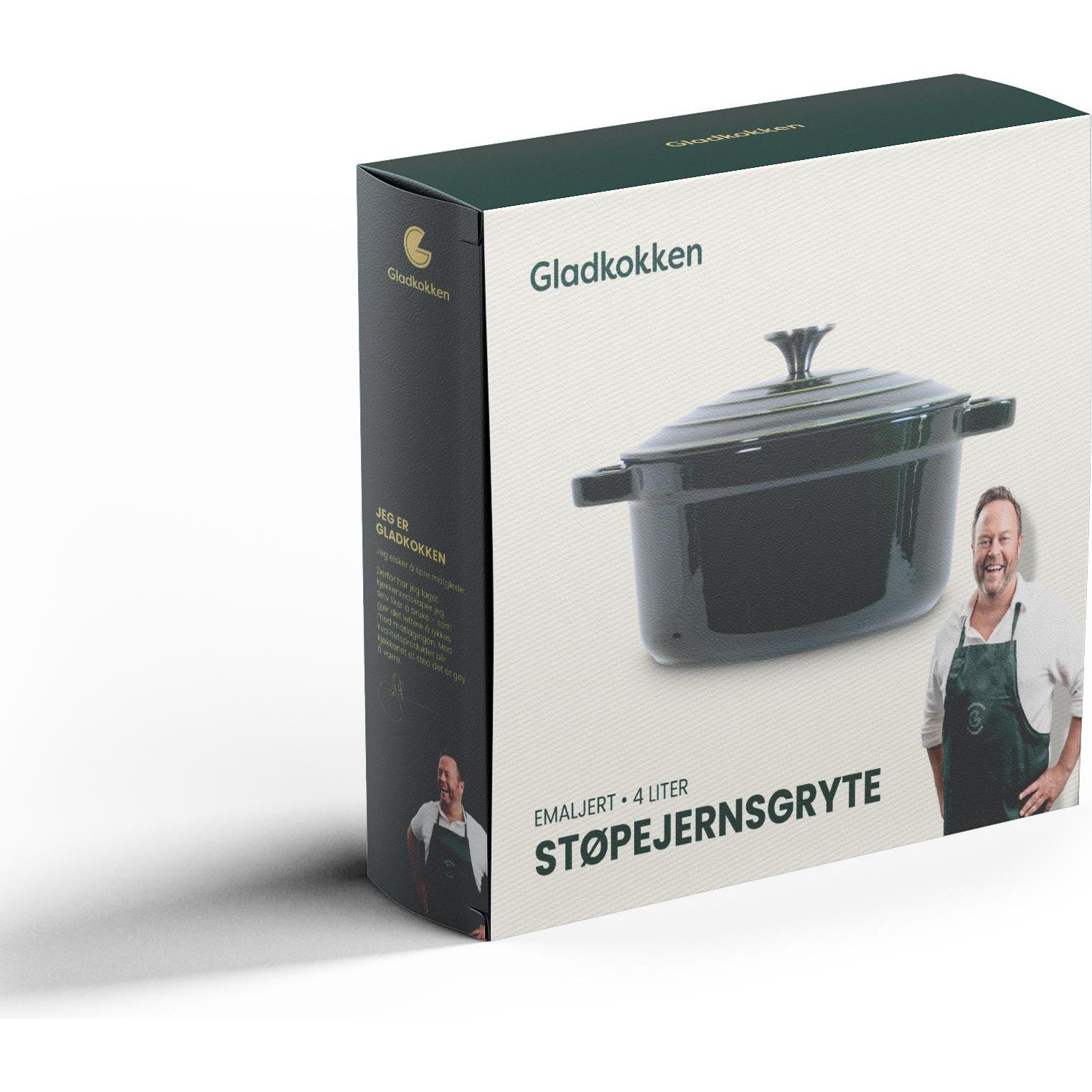 Gladkokken - Cast iron casserole with lid - Deep bottle green - Ø24 cm, Padella + Pentola, Verde