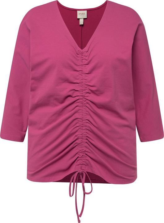 Immagine prodotto Ulla Popken T-shirt con arricciatura, scollo a V, maniche a 3/4 e cotone biologico (58)
