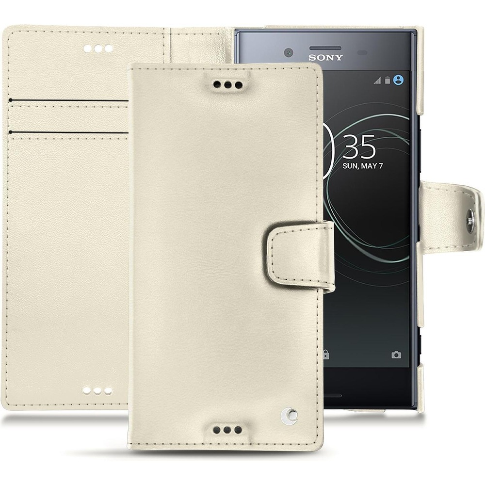 Noreve Lederschutzhülle Wallet (Sony Xperia XZ Premium), Smartphone Hülle, Weiss