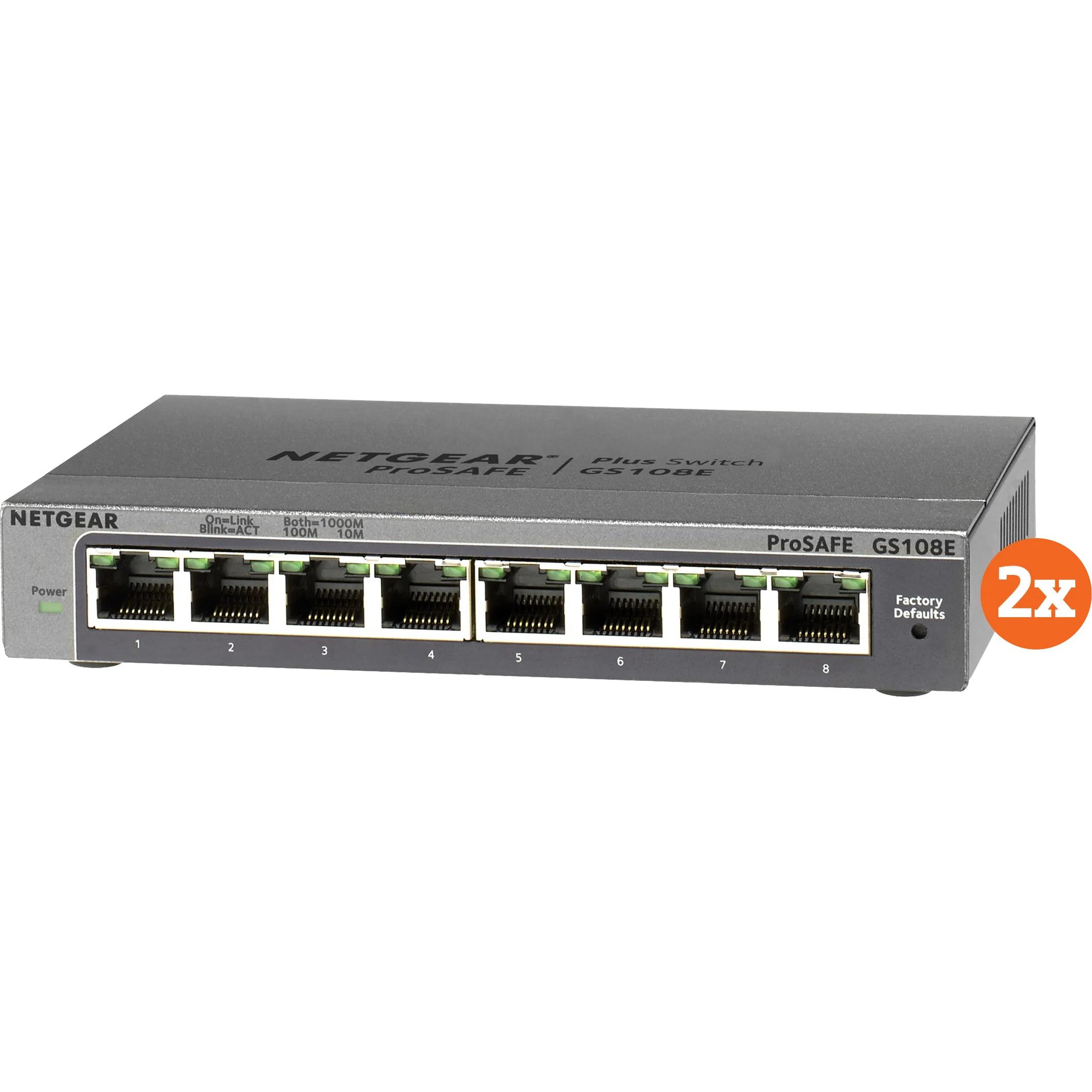 Netgear GS108E Duo Pack (8 Ports), Netzwerk Switch, Grau