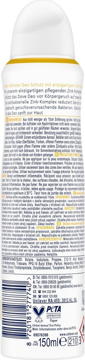 Immagine prodotto Dove Deodorante agli agrumi e alla pesca 150 ml (Getto vaporizzato, 150 ml)