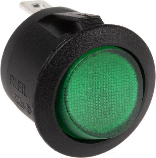 Produktbild RS PRO Wippschalter 12VDC beleutet grün