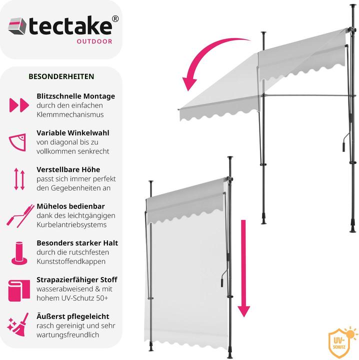 Produktbild tectake Klemmmarkise (1.50 m)