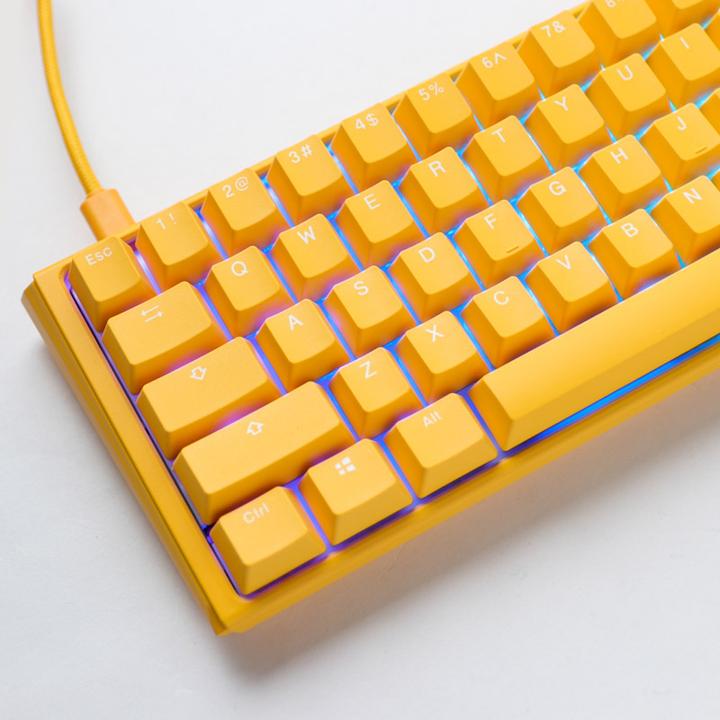 Actual product image Ducky One 3 Yellow Gaming Keyboard, RGB LED - MX-Red (US) (US, Cable)
