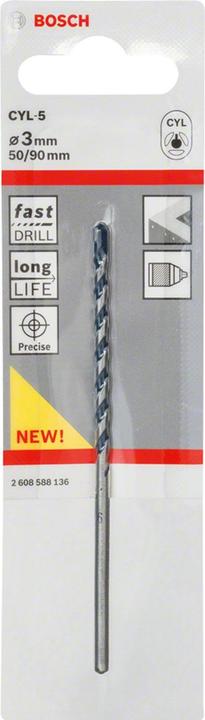 Image du produit Bosch Professional Zubehör Foret à béton CYL-5, Blue Granite, 3 x 50 x 90 mm (3 mm)