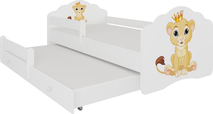 ADRK Furniture Double Bed with Railing and Mattresses CASIMO II LION 160x80 (80 x 160 cm)