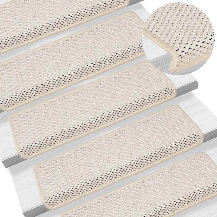 Actual product image vidaXL Step mats Self-adhesive sisal look 30 pieces 65x21x4cm Cream (65 x 21 x 4 cm)