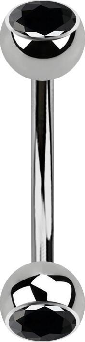Actual product image Star Piercing Banane silber mit zwei Kugeln Kristall schwarz (without brass, Titanium)