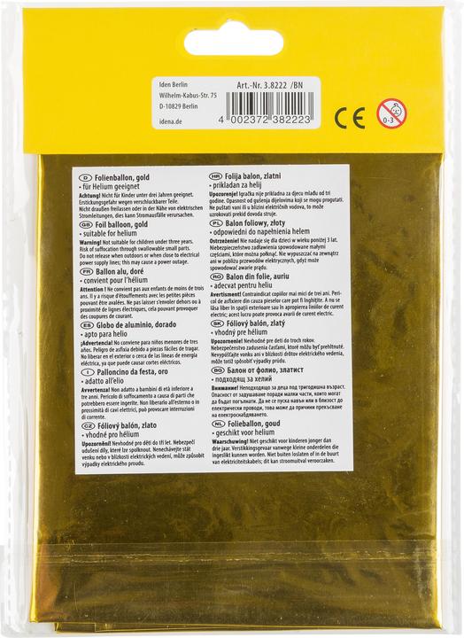 Actual product image Idena Foil Balloon Number 7 65x100cm gold (1 x)