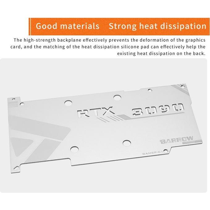 Thumbnail - Barrow Backplate for GALAX/GAINWARD 3090 full coverage GPU Water Block - Silvery, GPU Wasserkühler Zubehör