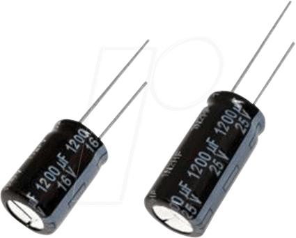 Actual product image Panasonic Electrolytic capacitor, radial, 6200uF, 992uA, 16V, 3.82A