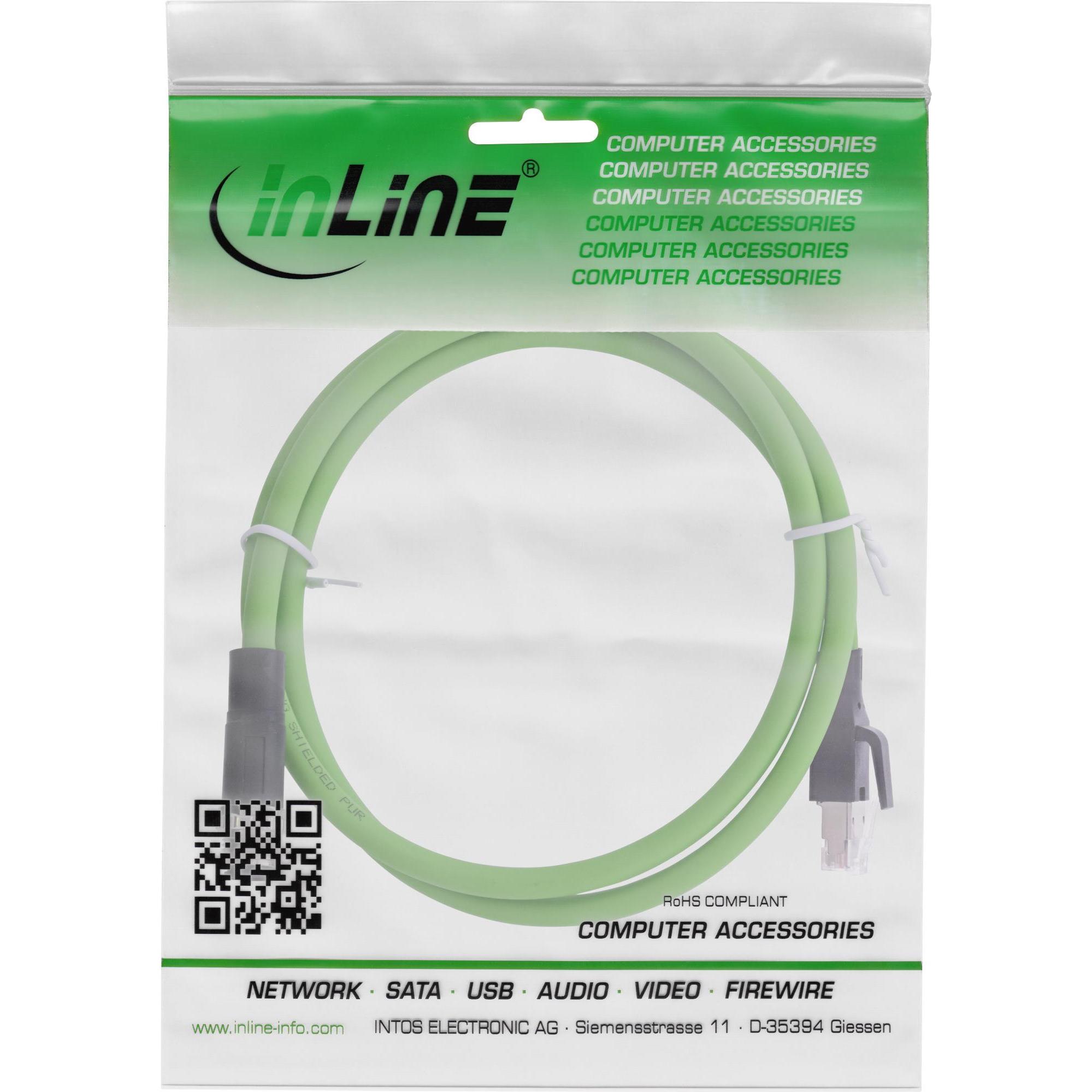 Thumbnail - InLine Industrie Netzwerkkabel, M12 4-pin D-kodiert Stecker zu RJ45 Stecker, PUR, 7,5m (UTP, CAT5e, 7.50 m), Netzwerkkab...