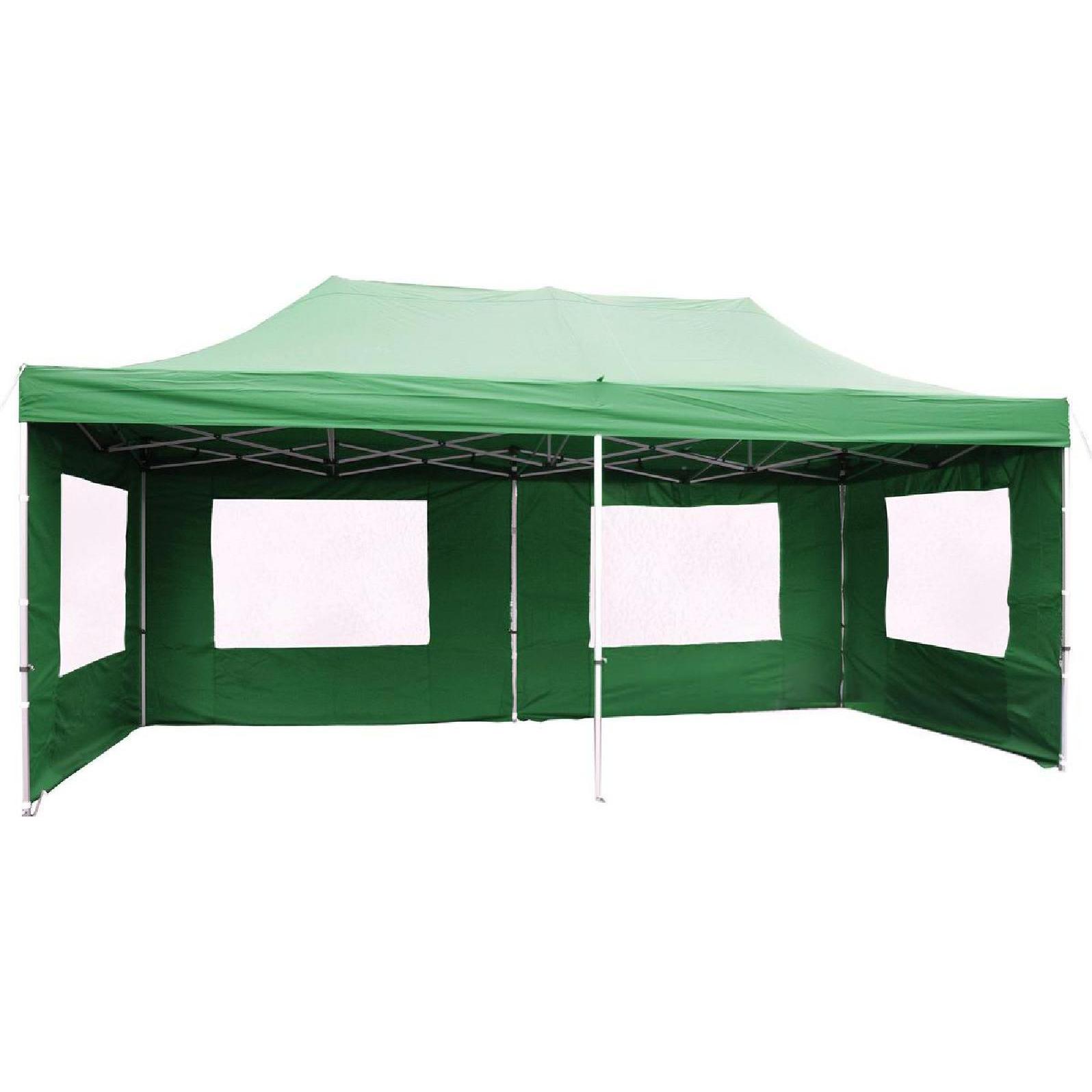 VCM, Pavillon, PROFI Faltpavillon Partyzelt 3x6 m grün mit Seitenteilen wasserdichtes Dach (600 cm, 600 cm)