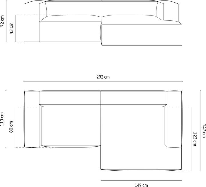 Actual product image Micadoni Modular Right Corner Sofa, "Nuria", 4 Seats, 147x292x72 Made in Europe (Corner sofa, Modular sofa)