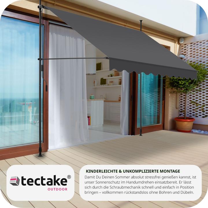 Produktbild tectake Klemmmarkise mit Handkurbel, höhenverstellbar (2.50 m)