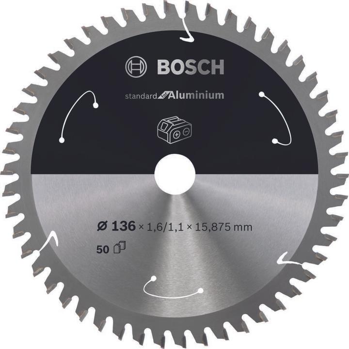 Productafbeelding Bosch Professional Zubehör Cirkelzaagblad Standaard voor Aluminium, 136x1,6/1,1x15,875, 50 tanden