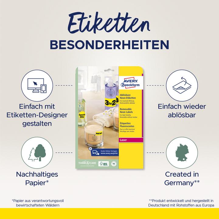Produktbild Avery Etiketten in Sonderfarben
