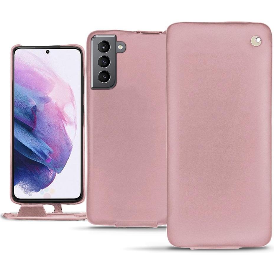 Noreve Lederschutzhülle vertikal (Samsung Galaxy S21), Smartphone Hülle, Rosa