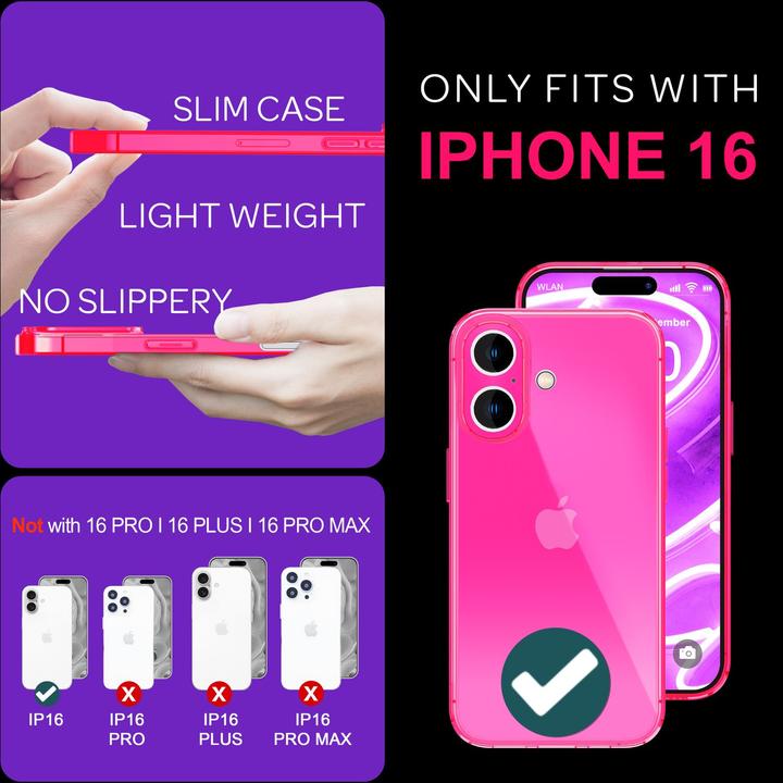 Immagine prodotto Nalia Copertura in silicone trasparente al neon (Apple iPhone 16)
